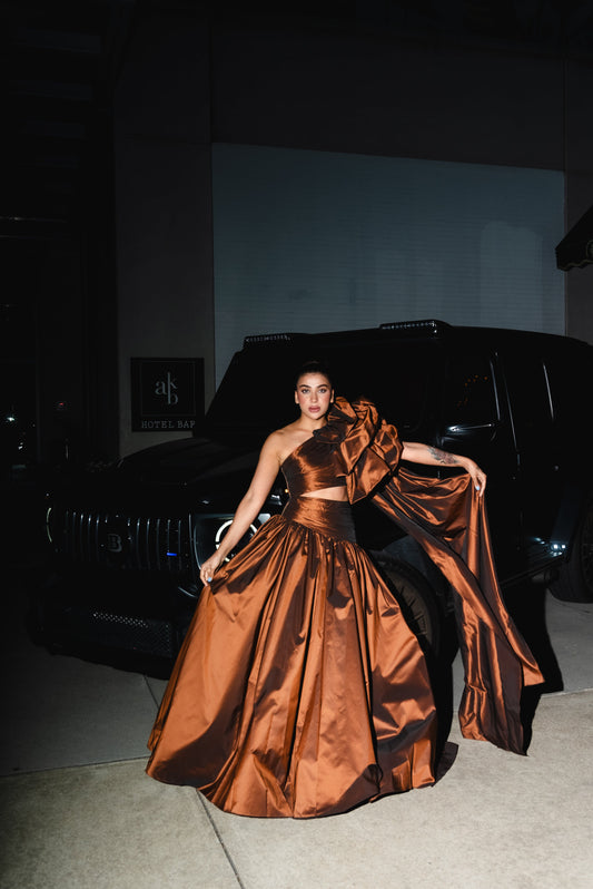 Modesens  brown chocolate one shoulder party dress